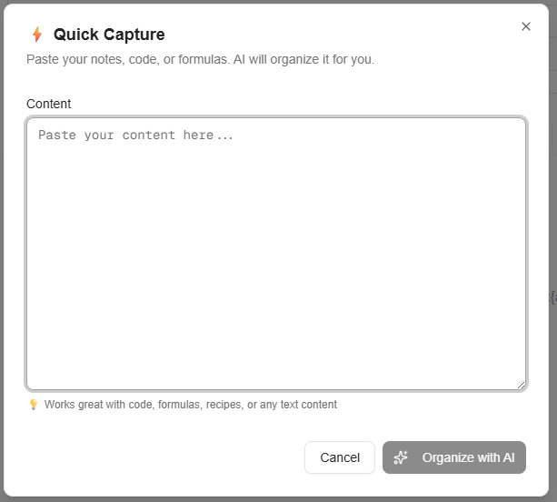 Quick Capture modal