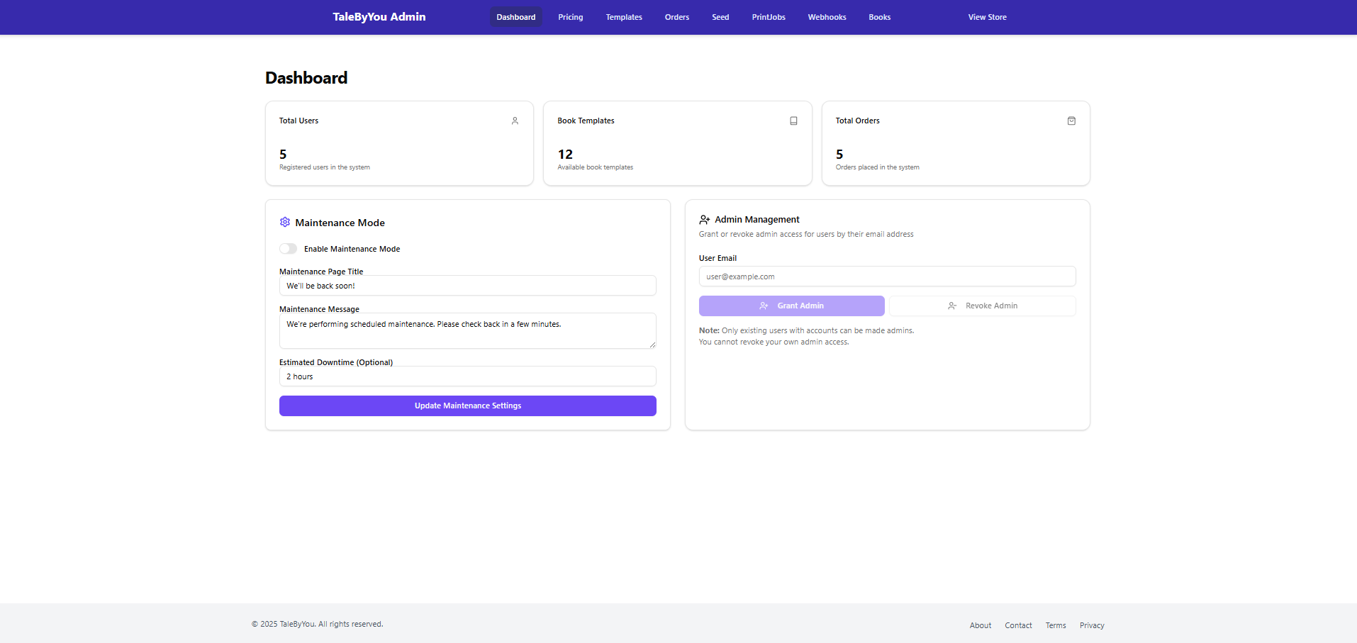 Admin Dashboard