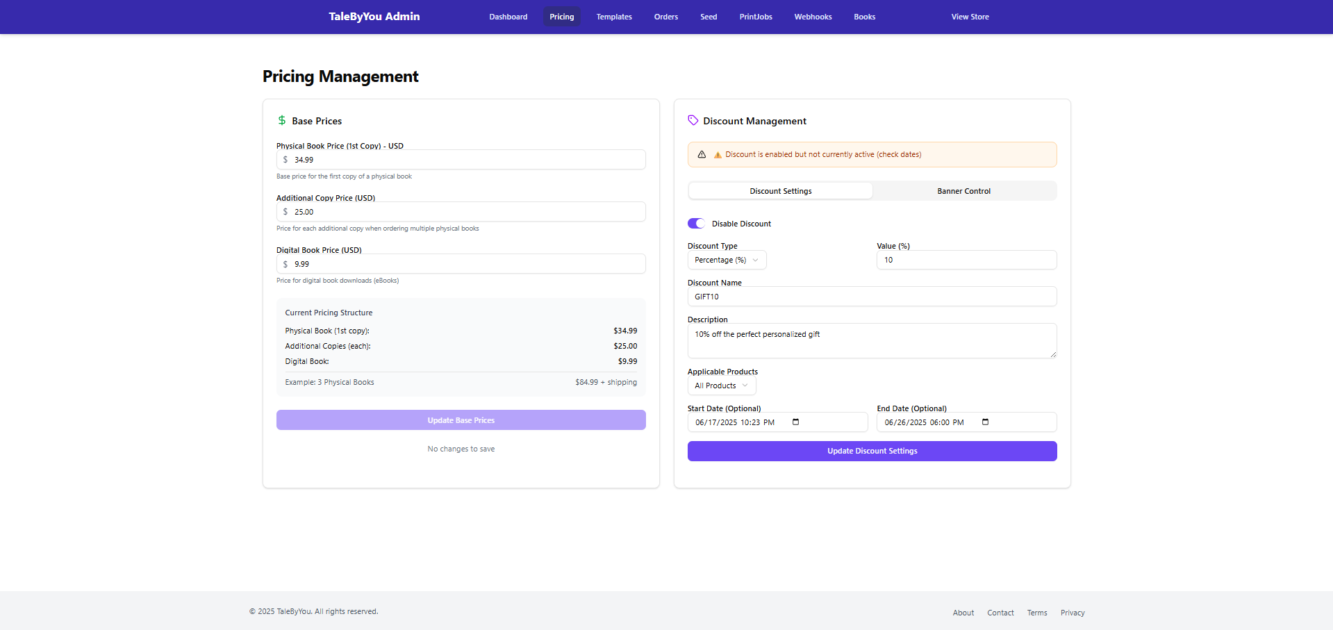 Pricing management